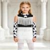 Shinsto Kids Girls Western Rodeo Cowgirl 2 Pcs Dance Outfit Halloween Fancy Sleeveless Jumpsuit with Gloves Dancewear Black 6 Years view 3