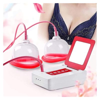 Electric Breast Massager, Electrotherapy & Vacuum Therapy Double Cup Pump Bust Lift Enhancer, Enlargement for Fast, Firming Care(B Cup)