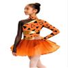 ACSUSS Girls Cavegirls Cosplay Dancewear Long Sleeve Caveman Dress Prehistoric Leopard Tutu Skirt Romper Orange 6 Years view 2