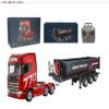 FILONA 1/18 Scale RC Semi Trailer for 770S Heavy Duty Truck, Remote Controlled Trailer with Liftable Bed, Adjustable Support Legs and Rear Lights (Red) view 2