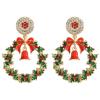 5.9 * 4cm Vintage Christmas Rice Bead Round Earrings,green,5.9 * 4cm view 1