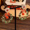 5.9 * 4cm Vintage Christmas Rice Bead Round Earrings,green,5.9 * 4cm view 2