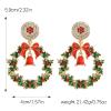 5.9 * 4cm Vintage Christmas Rice Bead Round Earrings,green,5.9 * 4cm view 3