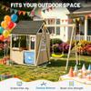 Btmway Wooden Playhouse with Swing Set for Kids, Ivory White Cedar Wood Outdoor Playset with Pet Door & Game Board, Space-Saving Garden Playground Activity Center for Toddlers Boys Girls Age 3-8 view 3