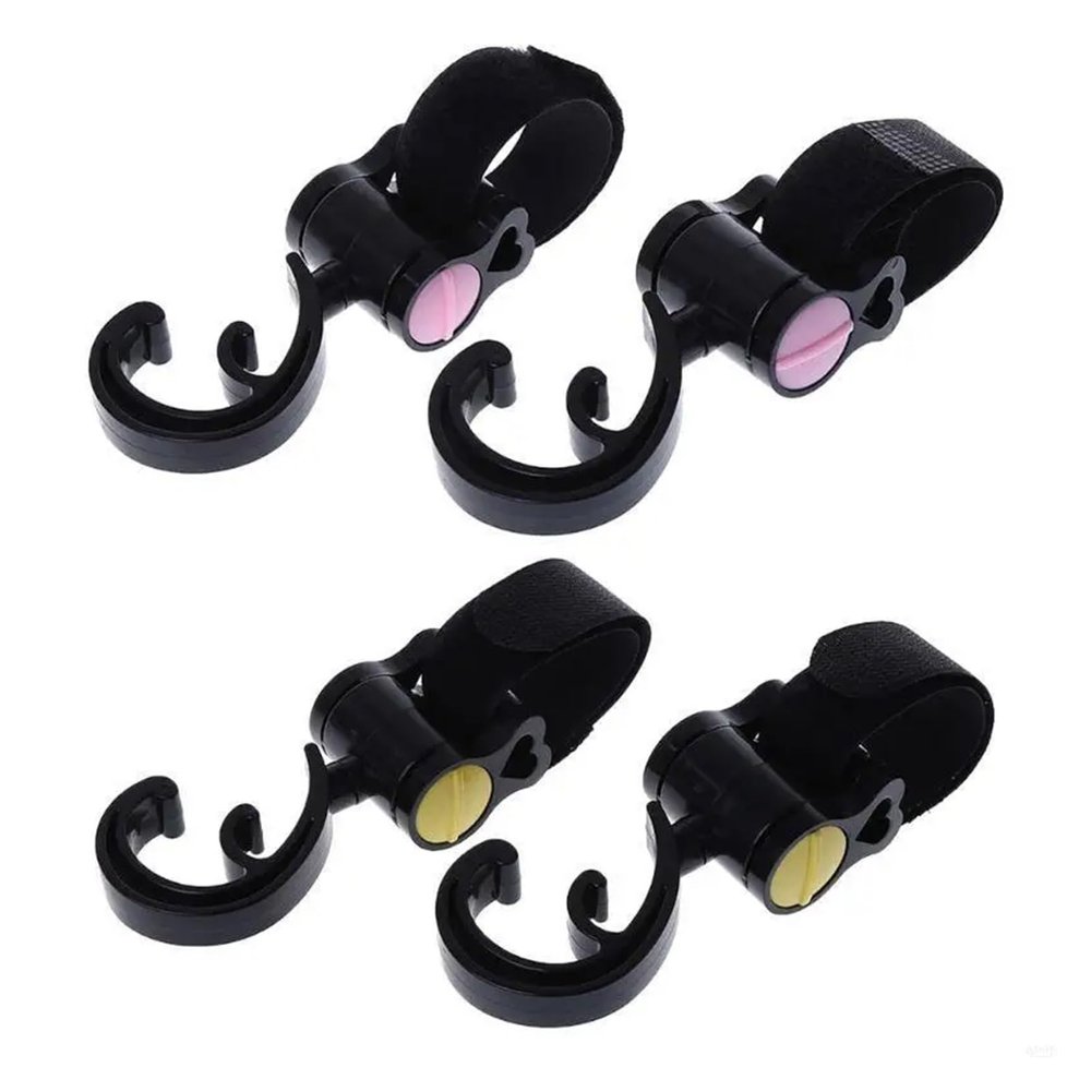 8 Pcs Baby Stroller Hook Multifunctional Basket Strap Bag Hanger Grip Accessories Pram for Diaper Changing Bags Clothing(Yellow)