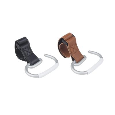 6Pcs Leather Cart Hooks Baby Stroller Hook Rotate 360 Degrees Multifunctional for Bags Accessories(Black Brown)