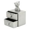 ZMellifluent Cute Bear Shape Tooth Box, Baby Tooth Storage Case with 2 Drawers, Zinc Alloy Teeth Saver Box Lined with Blue Flannel for Children's First Tooth Keepsake and Jewelry (Antique Tin Color) view 3