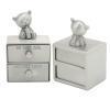 ZMellifluent Cute Bear Shape Tooth Box, Baby Tooth Storage Case with 2 Drawers, Zinc Alloy Teeth Saver Box Lined with Blue Flannel for Children's First Tooth Keepsake and Jewelry (Antique Tin Color) view 4