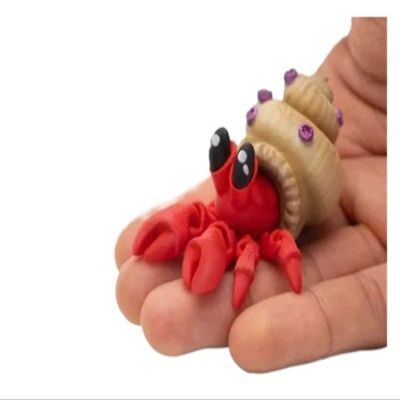 1pc Movable Hermit Crab 3D Printed Articulated Animal Model Poseable with Joints Realistic Sculpture Home Office Desk Ornament