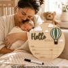 Baby Announcement Sign with Pen, Hello World Hot Air Balloon Newborn Sign view 2