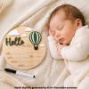 Baby Announcement Sign with Pen, Hello World Hot Air Balloon Newborn Sign view 3