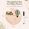 Baby Announcement Sign with Pen, Hello World Hot Air Balloon Newborn Sign view 4
