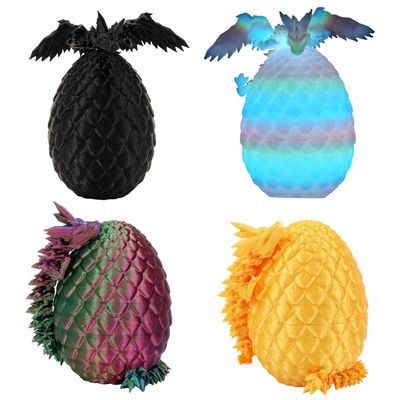4PCS 3D Printed Dragon Egg with Dragon Inside Articulated Fantasy Dragon Model Easter Mystery Surprise Toy Collectible Gift(4 Pcs Luminous Rainbow a)