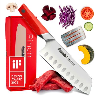 FWAH! Pinch Pro Kids Kitchen Knife - Sharp Knife for Real Cooking | Ages 6+ Learning Tool | Ergonomic Pinch-Grip Handle | BPA Free