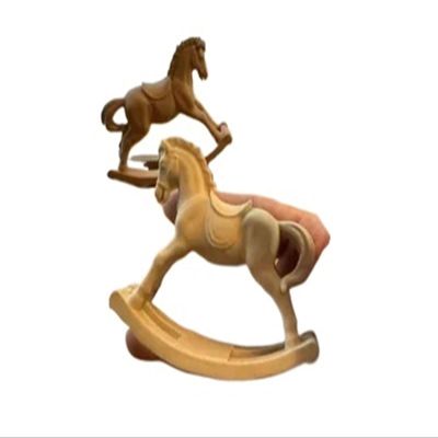 1pc 3D Printed Rocking Horse Nursery Decor Miniature Animal Toy for Kids Room Desktop Ornament Handcrafted Gift Idea(White)