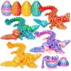 4 Pack 3D Printed Dragon Egg with Articulated Flying Dragon Inside Surprise Toy Movable Wings Fidget Model Collectible Gift(Colorful Set a - 4 Pack) view 1
