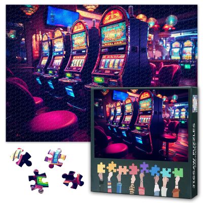 Jigsaw Puzzles 1000 Pieces for Adults One Handed Bandit Slot Machine Game Paper Puzzles Classic Gambling Art Brain Teasers Challenge Family Indoor Activity Hobby Toy Large 27.5 x 19.7 Inch