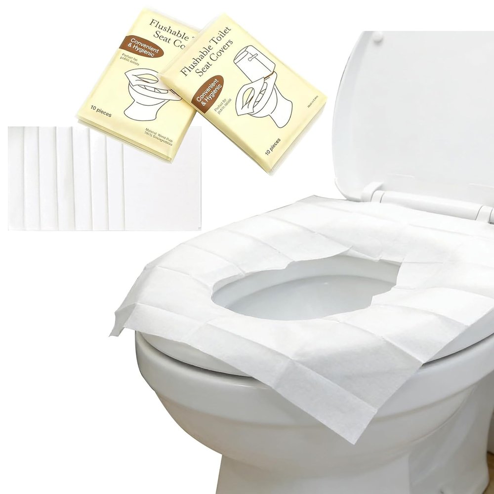 20 Pcs Disposable Travel Toilet Seat Covers,Portable Seat Mats Pads for Public Hotel,Thickened Waterproof Pad Bathroom Protectors Restroom,Individually Wrapped Cushions for Men Women Girls