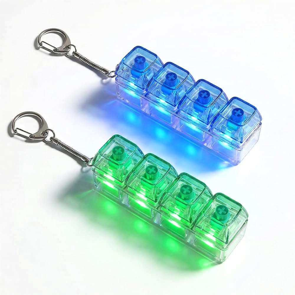 2 Pack Keyboard Fidget, 2026 Upgraded Fidget Keyboard Keychain, Portable Keycap Fidget for Office Desk, Keyboard Clicker Fidget for Adults (Color D)