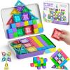 burgkidz Magnetic Tiles Travel Set: 48 PCS 3-in-1 Diamond Tin Box Mini Magnetic Blocks for Kids Ages 3-8, 60-Mins Quiet Focus with 45-Second Cleanup, Perfect for Air Travel & Car Trips Boys & Girls view 1