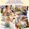 burgkidz Magnetic Tiles Travel Set: 48 PCS 3-in-1 Diamond Tin Box Mini Magnetic Blocks for Kids Ages 3-8, 60-Mins Quiet Focus with 45-Second Cleanup, Perfect for Air Travel & Car Trips Boys & Girls view 2