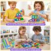 burgkidz Magnetic Tiles Travel Set: 48 PCS 3-in-1 Diamond Tin Box Mini Magnetic Blocks for Kids Ages 3-8, 60-Mins Quiet Focus with 45-Second Cleanup, Perfect for Air Travel & Car Trips Boys & Girls view 4