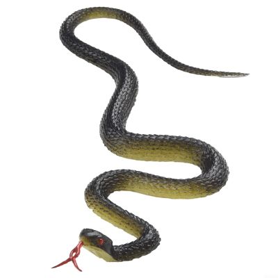 45cm Lifelike Fake Rubber Snake Prank Toy for Outdoor and Indoor Use, Realistic Black Reptile Decoration to Keep Birds Away or Party Guests