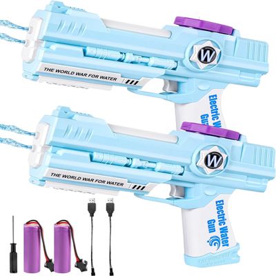 2 PCS Electric Water Gun, Ultimate Battle Blaster Water Guns with Dual Nozzles High Capacity Automatic Squirt Guns Summer Outdoor Beach Swimming Pool Party Toy for Adult Kids