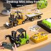 1/64 Full Proportional RC Forklift Toy, 2026 New Mini Remote Control Forklift Truck with Flatbed Tow, 2 in 1 Lift Fork & Hook with Lights & Sounds, Mini RC TruckToy Gift (Green with pallet 1set) view 2