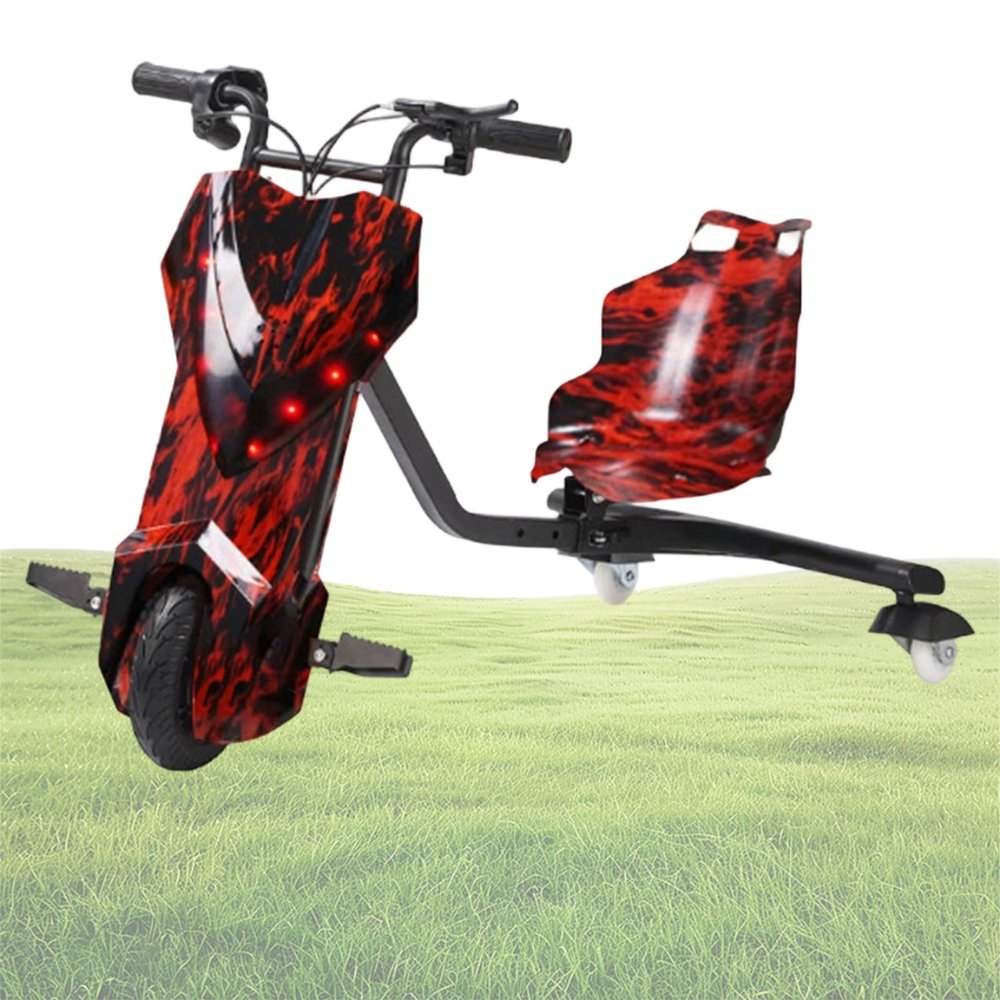 GwlThixion 360 Rotatable Drift Trike, Adjustable Design Bucket Seat Drift Trike Enlarged Front Wheels Anti-Slip Pedals Stable Trike, for Outdoor Garden Playground 8in-A