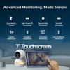 Babysense Touch 7" Touchscreen Smart WiFi Baby Monitor with App, Camera and Audio, Night Light, 4MP Dual-Lens with 6X Zoom, AI Auto Tracking, Focus Area, Split-Screen, VOX/ECO Mode, No Subscription view 3