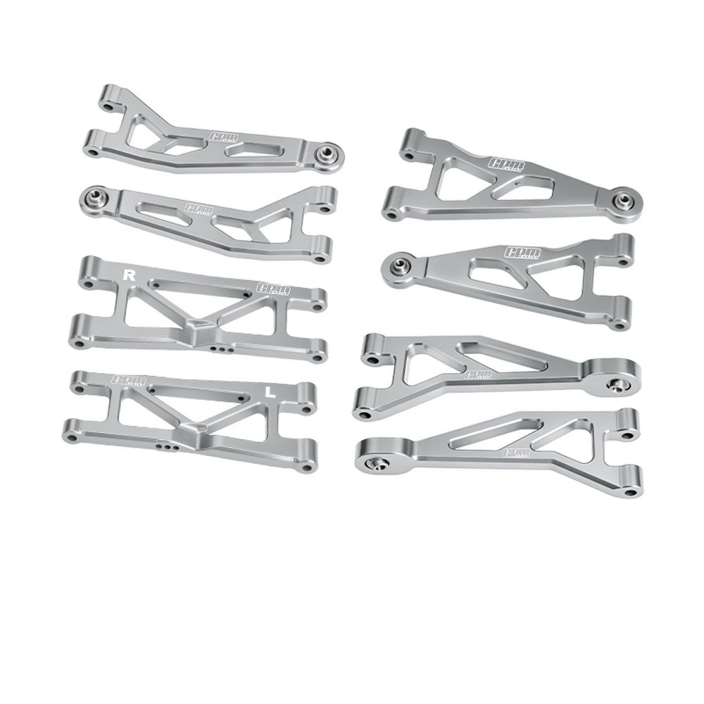 Aluminum 7075-T6 Alloy Front & Rear Suspension Arms Kit for Arrma 1/16 Mini Kraton 3S Speed Truck-ARA2508 Upgrades - Silver