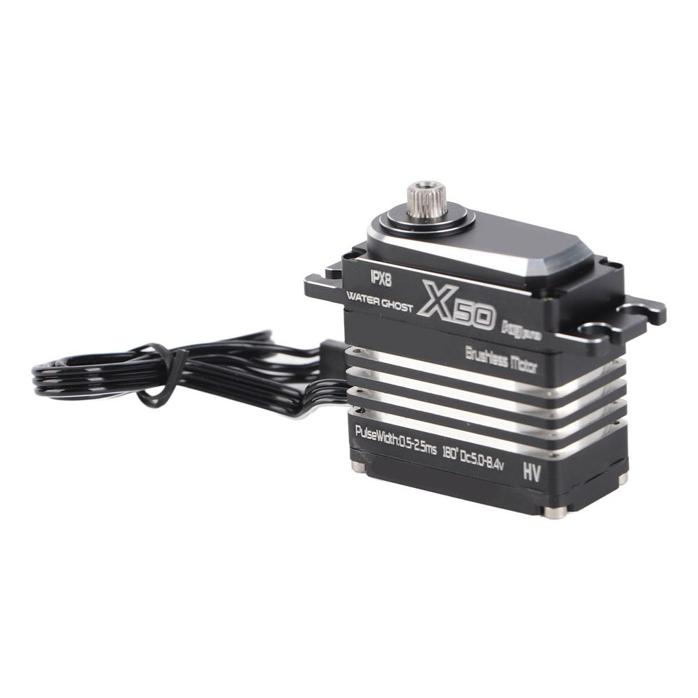 SPYMINNPOO RC Digital Servo, 50KG High Brushless Motor Waterproof IPX8 Full CNC Steel Gears for 1/8 1/10 RC Car Robot Boat, with 25T Metal Servo Arm