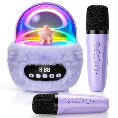 Kids Karaoke Machine with 2 Wireless Mics: Bluetooth Speaker Gift Ages 3-10