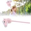 Hamwesh Hobby Horse, 27.56inch Plush Stick Horse with Two Sound Effects Neighing and Galloping Sounds, on a Stick for Toddlers and Kids (Pink) view 2