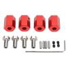4 - Pack 12mm Wheel Hex Hub Nut, Aluminum Alloy RC Car Wheel Hex Hub with Fixing Pins, 16mm Height Universal Replacement for 1/10 1/12 Scale Remote Control Vehicles (Red) view 3