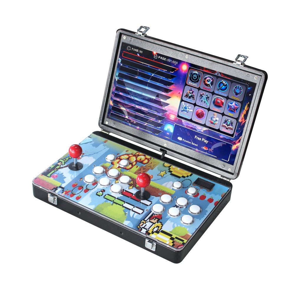 KNEELEVER 32000 in 1 Portable Arcade Game Console, 19-inch HD Screen Metal Box Double Player Iron Box DX,Retro Video Electronic Game Machine Search/Hide/Save/Load/Pause Games Functions