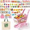 Kids Shopping Cart Toy with Play Food, Kitchen Accessories, Shopping Bag, Purse and Play Money, 117pcs Pretend Shopping Cart for Toddler Role Play Grocery Store Game Gift for Kids (Pink) view 1