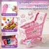 Kids Shopping Cart Toy with Play Food, Kitchen Accessories, Shopping Bag, Purse and Play Money, 117pcs Pretend Shopping Cart for Toddler Role Play Grocery Store Game Gift for Kids (Pink) view 3