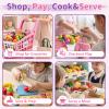 Kids Shopping Cart Toy with Play Food, Kitchen Accessories, Shopping Bag, Purse and Play Money, 117pcs Pretend Shopping Cart for Toddler Role Play Grocery Store Game Gift for Kids (Pink) view 4
