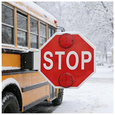 New Electric Led Stop Sign for School Bus, 18 Aluminum Flashing School Bus Parking Signal Arm, High Visibility, Dc 12v/24v, 1/2/4 Pcs, Side-Mounted 2Pcs-24V