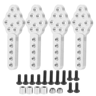 POENVFPO 4pcs Aluminum Alloy Shock Damper Mount, Height Angle Adjustable with Multiple Mounting Holes, for SCX10 1 10 RC Crawler (Silver)