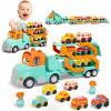 Veslier Toddler Truck Toys for Boys Girls Age 18M+, 30 in Foldable Track Trailer with Light and Sound Effects, Christmas Birthday Gift for 2 3 4 5 6 Year Old view 1