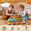 Veslier Toddler Truck Toys for Boys Girls Age 18M+, 30 in Foldable Track Trailer with Light and Sound Effects, Christmas Birthday Gift for 2 3 4 5 6 Year Old view 3