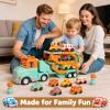 Veslier Toddler Truck Toys for Boys Girls Age 18M+, 30 in Foldable Track Trailer with Light and Sound Effects, Christmas Birthday Gift for 2 3 4 5 6 Year Old view 4