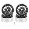 4Pcs 1.9in Crawler Wheel Hub, RC Aluminium Alloy Crawler Car Rims for Axial SCX10 90046 1/10, CNC Machined Bead Lock Design with Socket Spanner for D90 (Black and Silver) view 1
