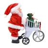 Musical Santa with Shopping Cart Toy, 21cm Desktop Ornament, Interactive Christmas Decoration for Children Play, Lightweight PP Fabric view 1