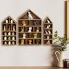 3Piece Wall Mounted Display Shelves Set Wooden Curios Cabinets for Miniature Figures Storage Holders Wooden Display Shelf view 3