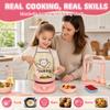 Kids Cooking Sets Real, 60-Piece CPSC-Compliant Real Cooking Set for Kids Ages 6+, Pink Mini Kitchen with Plug-in Electric Stovetop, Pots, Pans, Utensils, Baking Tools, Apron and Oven Mitts view 2