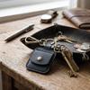 Leather Coin Holder Keychain Quarter with Metal Buckle Portable Coin Pouch Keychain, Black (2.17x1.77 Inch) view 4